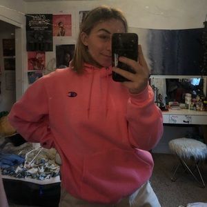 pink champion hoodie